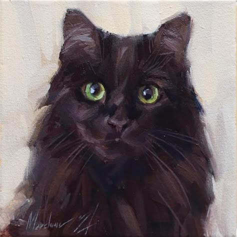 Cat Portrait Painting, Black Cat Painting, Cats Art Drawing, Wildlife Artwork, Cat Art Illustration, Black Cat Art, Cats Artists, Watercolor Cat, Cat Portraits