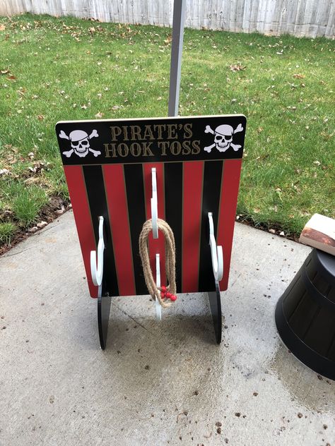 Pirate Ring Toss Game Diy, Ring Toss Game Diy, Toss Game Diy, Pirate Hook, Pirate Ring, Game Diy, Ring Toss Game, Pirate Birthday Party, Ring Toss