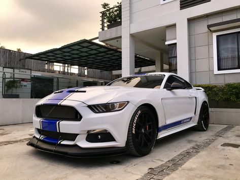 2015 2016 2017 custom white ecoboost mustang / ecoboost modified / shelby 50th anniversary / custom mustang hood / GT350 like fenders / roush scoop / mustang foilacar / custom blue mustang stripes / mustang diffuser / 50th anniversary hood / shelby decklid / top mods 2015 2016 2017 mustang / custom mustang stripes / 2015 2016 2017 ecoboost review / fi exhaust ecoboost mustang / shelby 50th anniversary Mustang Ecoboost Custom, Ecoboost Mustang, Mustang Stripes, Custom Mustang, Ford Mustang 2016, 2022 Ford Mustang, Mustang Custom, Mustang Gt 350, 2017 Mustang