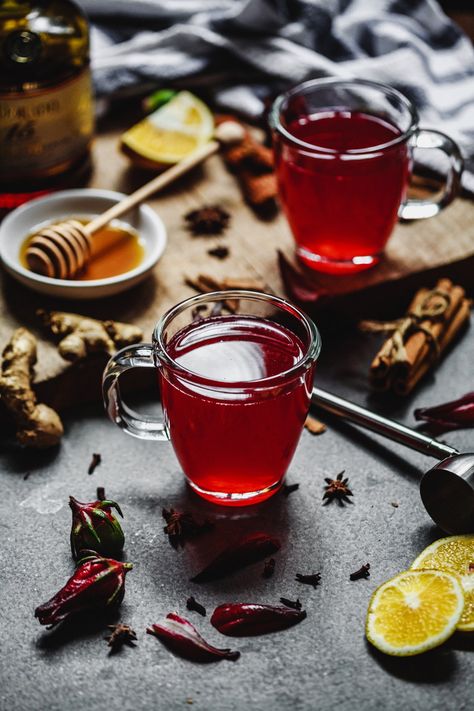 Hibiscus Flower Tea, Warm Cocktails, Toddy Recipe, Hot Toddies Recipe, Warm Wine, Hot Drinks Recipes, Airy Photography, Mango Recipes, Citrus Juice