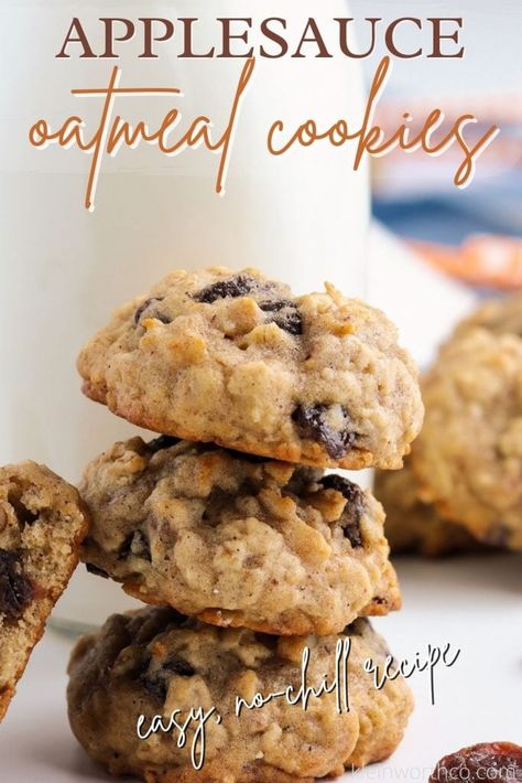 Applesauce Oatmeal Cookies, Applesauce Cookies Recipes, Applesauce Oatmeal, Oatmeal Applesauce Cookies, Applesauce Cookies, Peanut Butter Blossom Cookies, Apple Sauce Recipes, Crispy Cookies, Lost 100 Pounds