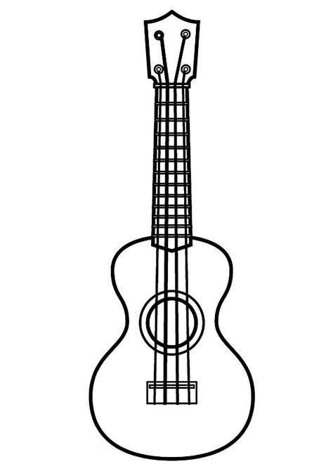 Ukulele Tattoo Ideas, Ukulele Drawing Simple, Ukulele Sketch, Ukulele Tattoo, Ukulele Drawing, Ukelele Painting Design, Arte Do Ukulele, Guitar Outline, Camp Diy