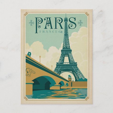 Paris France - Eiffel Tower Postcard - France Paris France Eiffel Tower, France Eiffel Tower, Groups Poster, Paris Canvas, Anderson Design Group, Paris Tour, Wall Stickers Home, Illustration Vintage, Vintage Advertisement