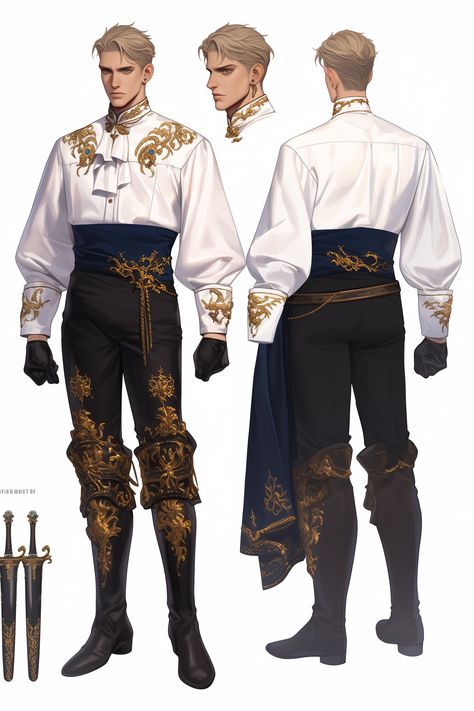 Masculine Fantasy Outfit, Fantasy Fancy Clothes Male, Cold Weather Fantasy Outfits Male, Fantasy Guard Outfit, Fantasy Royal Male Outfits, Fantasy Ballroom Outfit Male, Male Turnaround, Fantasy Traveler Outfit Male, Angel Inspired Outfits Male