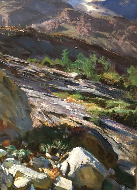 Detail of landscape by John Singer Sargent Sargent Landscape Paintings, John Singer Sargent Landscape, Sargent Landscape, John Singer Sargent Watercolors, Andy Evansen, Famous Landscape Paintings, John Sargent, Environment Reference, John Singer Sargent