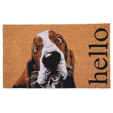 Brown/White Basset Hound Doormat 24" x 36" Front Door Mat Indoor, Hello Doormat, Entry Mats, Rugs And Mats, Door Rugs, Coir Doormat, Outdoor Door Mat, Clean Shoes, Basset Hound