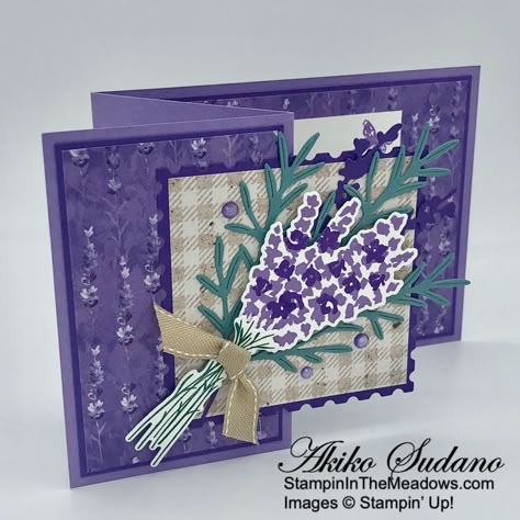 Lavender Stamp, Lavender Bundle, Painted Lavender, Birthday Cards For Mother, Card Magic, Purple Cards, Lovely Lavender, Flower Stamp, Fancy Fold Cards