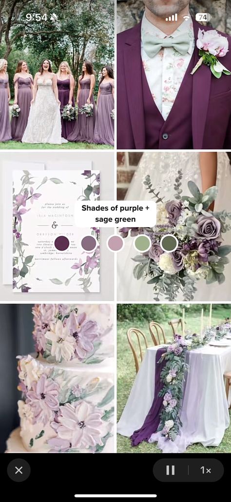 Pink Purple Green Wedding Theme, Green Purple Wedding Colors, Light Green And Purple Wedding, Emerald Green And Purple Wedding Theme, Lilac Wedding Theme Color Schemes, Sage Green And Lavender Wedding Theme, Green And Purple Wedding Colors, Plum And Green Wedding, Purple And Sage Green Wedding