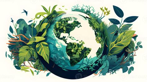 green planet earth with leaves, maps, and trees cute natural illustration design. Generative ai. Planet Earth Art, Natural Illustration, Earth Drawing, Planet Drawing, Earth Drawings, Earth Illustration, House Colours, Tshirt Painting, Earth Map