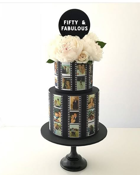 2 Tier Cake For Men, Picture Cake Ideas Edible, 40th Bday Cake For Women, Photo Cake Design, 70th Birthday Party Ideas For Mom, Edible Photo Cake, Cake Design For Men, Film Cake, Stunning Cakes