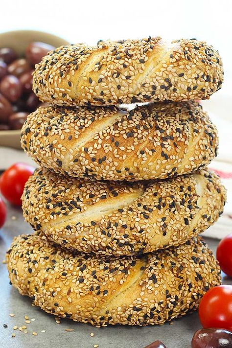 Turkish Simit Recipe, Simit Recipe, Sesame Bread, Bread Recipe Video, Healthy Bread Recipes, Cooking Bread, Eat Pretty, Healthy Bread, Delicious Bread