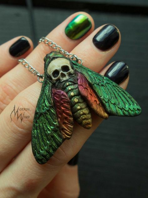 Skull Moth, Dark Boho, Drukarka 3d, Sculpture Art Clay, Polymer Clay Sculptures, Witch Jewelry, Witchy Stuff, Gothic Skull, Polymer Crafts