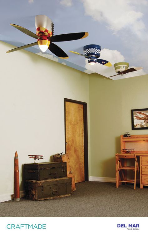 Airplane Style, Propeller Ceiling Fan, Sopwith Camel, Nautical Bedroom, Tiger Shark, Numbers For Kids, Flush Mount Ceiling Fan, Fan With Light, Kit Homes