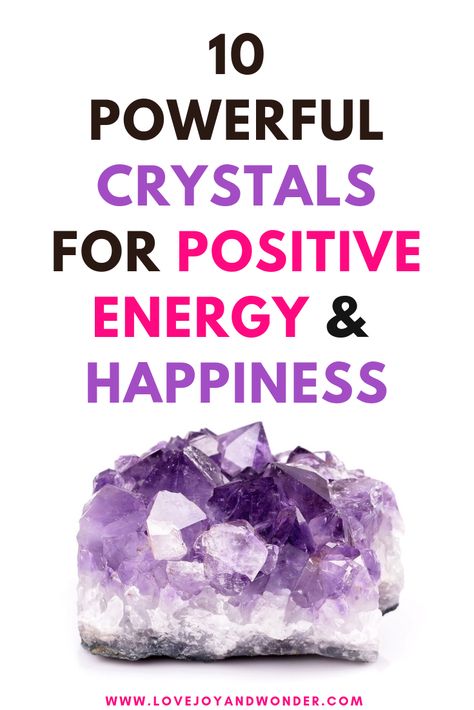 The 10 best crystals for positive energy. Raise your vibration and feel more happy and positive with these amazing healing stones and crystals. #postiveenergy #healingcrystals Positive Energy Crystals, Energy Symbols, Crystal Healing Chart, Powerful Crystals, Raise Your Vibration, Crystals Healing Properties, Crystal Therapy, Crystal Healing Stones, Power Crystals