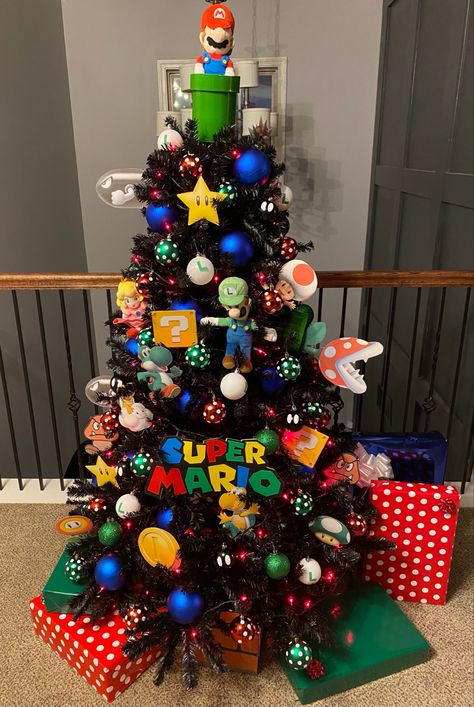 Mario Xmas Tree, Mario Brothers Christmas Tree, Mario Themed Christmas Tree, Nintendo Christmas Tree, Super Mario Bros Christmas Tree, Video Game Christmas Tree, Mario Bros Christmas Tree, Super Mario Christmas Tree, Anime Christmas Tree