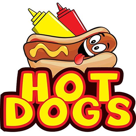 Hot Dog Cartoon, Hod Dog, Basement Movie Room, Chicago Style Hot Dog, Hot Dog Cart, Concession Food, Beef Hot Dogs, Food Signs, Food Logo Design