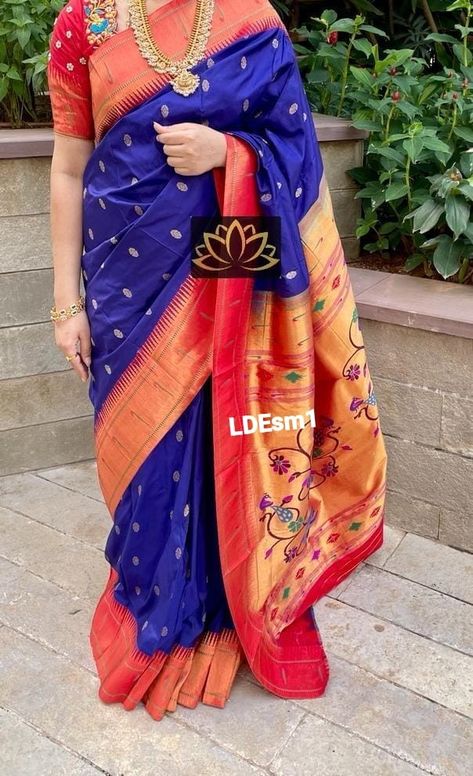 Muniya Paithani Saree, Paithani Saree, Saree Silk, Saree Look, Half Saree, Pure Silk, Tie Dye Skirt, Saree Designs, Tie Dye