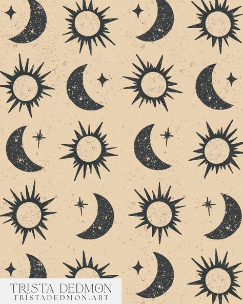 Sun and moons from the Bohemian Nights collection. I'm envisioning these most on blankets 🌙☀️ Bohemian Drawing, Bohemian Sun, Photo Reels, The Bohemian, May 27, Tufted Rug, Surface Pattern, Drawing Inspiration, Blankets