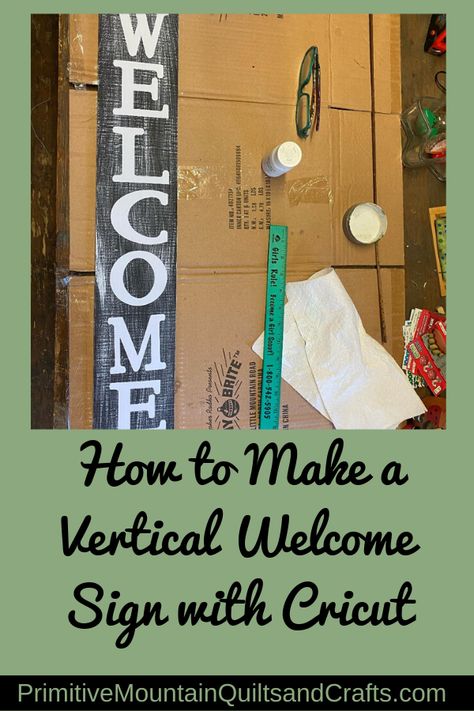 Recently a friend asked me to make an item for the benefit. I finally decided that a vertical welcome sign. Let me show you how I did it. Homemade Welcome Signs Wood, Welcome Signs For Front Door Cricut, Welcome Sign Front Door Diy Cricut, Welcome Plank Sign, Vinyl Welcome Sign, Welcome Signs With Cricut, Diy Porch Signs Tutorial, Welcome Cricut Sign, Cute Welcome Sign Sayings