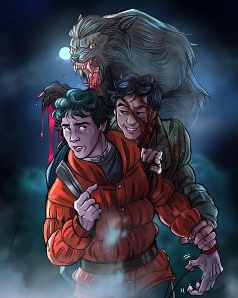 Georgia M 🌘✨ on Instagram: "Ah-hoo, werewolves of London 🎶🐺 Second part of the Halloween "Draw 6 Characters" challenge! #awil #anamericanwerewolfinlondon #werewolf #werewolfwednesday #davidkessler #jackgoodman #fanart #monster #monstermovie #illustration #halloween #spooktober #horror #gore" Werewolf Horror Art, Challengers Fanart, Draw 6 Characters, Horror Movie Fanart, Werewolf Fanart, System Faceclaims, Werewolf Horror, Halloween Draw, Horror Artwork Illustrations