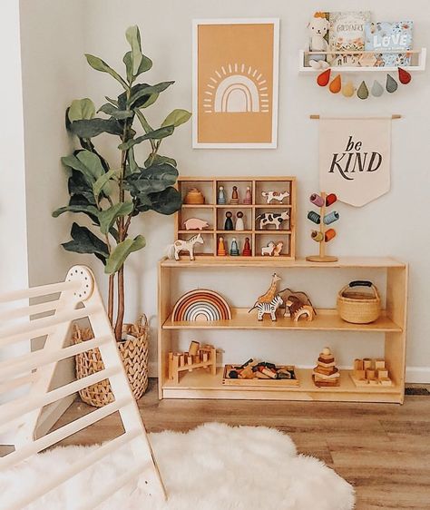 Ikea Playroom Bohemian, Playroom Art Area Bohemian, Wood Wall Art Playroom, Playroom Target, Kids Rooms Inspo, Baby Playroom, Montessori Playroom, Toddler Playroom, Kids Playroom Decor