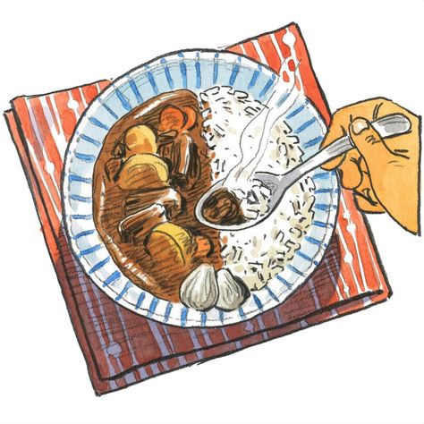 Illustration for @carbone.ink online article about #Japanese #curry #rice -> http://carbone.ink/chroniques/curry-japonais-kare-raisu… Kare Raisu, Japanese Curry Rice, Japanese Food Art, Kare Kare, Japanese Curry, Curry Rice, Japanese Drawings, Food Illustration Art, Food Drawing