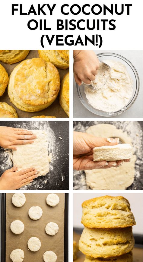 These easy vegan biscuits are perfect for breakfast or brunch! Made with coconut oil and coconut milk. This dairy-free biscuit recipe makes tall, fluffy biscuits with flaky, pull-apart layers. Serve with your favorite jam or as the base for a breakfast sandwich. These quick, no milk biscuits are great for holidays like Mother's Day or Thanksgiving! Includes step by step photos and a video. This simple vegan baking recipe is sure to be a hit! Dairy free. No Milk Biscuits, Dairy Free Biscuits, Milk Biscuits, Vegan Biscuits, Fluffy Biscuits, Fresh Breakfast, Vegan Baking Recipes, Soy Free Recipes, Baking Recipe