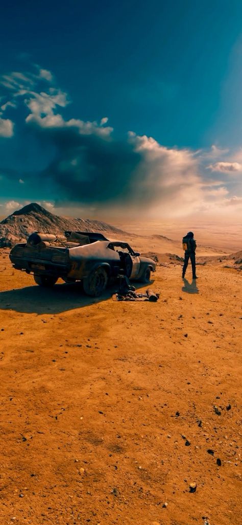 mad max black chrome twitter, mad max, desert, landscape, travel, sunset, sky, sand, vehicle, dust, outdoors, mountain, soil, beach, hill Mad Max Fury Road Wallpaper, Movie Wallpapers 4k, Mad Max Wallpaper, Madmax Fury Road, Fire Wallpapers, Movies Wallpaper, Mad Max Fury, Nostalgic Art, Spiderman Pictures