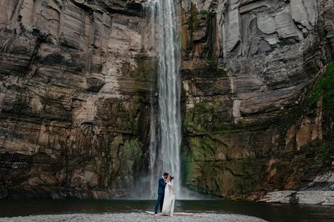 Taughannock Falls Wedding, Wedding In Front Of Waterfall, Waterfall Elopement Tennessee, Waterfall Elopement Photography, Toccoa Falls Elopement, Dettifoss Waterfall, Finger Lakes Wedding, Jumping The Broom, Buffalo Wedding