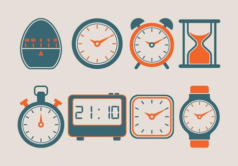 Timer Vector Icons Collection Space Illustration, Icon Collection, Creative Space, Vector Icons, Vector Art, Skateboard, Wall Clock, Vector Free, Clock