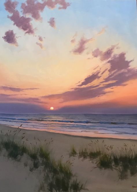 Sunrise At Beach, Sunrise Art Painting, Beach Sunset Painting, Sky Art Painting, Sunrise Painting, Oil Painting Inspiration, Sunrise Art, Beach Sunrise, Watercolor Sunset