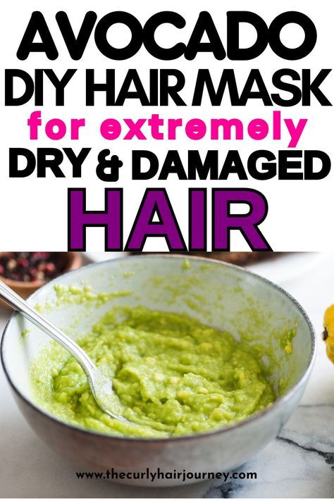 Egg, Honey & Avocado DIY Hair Mask: Easy Deep Conditioner – The Curly Hair Journey Homemade Avocado Hair Mask, Hydrating Hair Mask Diy Natural, Best Diy Hair Mask For Dry Damaged Hair, Hair Mask For Damaged Hair Homemade, Avocado Mask Hair, Diy Hair Mask For Damaged Hair, Egg And Honey Hair Mask, Avocado Hair Mask Recipe, Yogurt Hair Mask