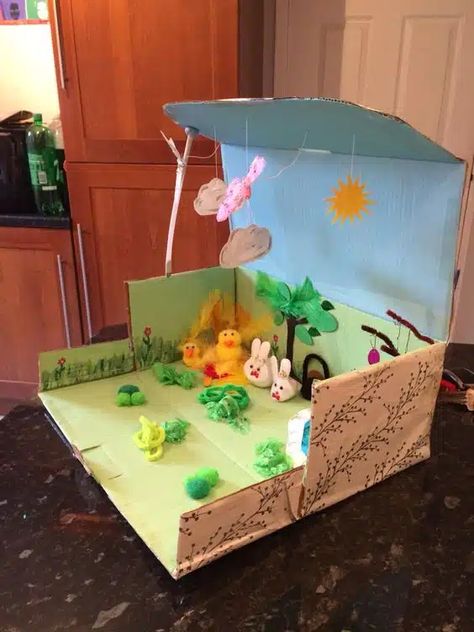 Shoe Box Fairy Garden, Easter Scene Ideas, Easter Diorama Ideas, Habitats Diorama, Diys Aesthetics, Shoe Box Art, Shoebox Crafts, Shoe Box Diorama, Shoebox Project