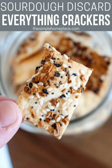 These simple everything seasoned sourdough discard crackers are tangy, crunchy, salty and full of flavor, making them the perfect snack! When I first started using my sourdough starter, I had a dilemma on my hands, as many newbies do, about what to do with my sourdough discard. One way I discovered to use it up was to make sourdough discard crackers! I never realized how easy crackers were to make, but I’m sure glad I gave them a try.I’ve tried cheddar crackers, herby cra… Sourdough Chips, Sourdough Discard Crackers, Discard Crackers, Cream Cheese Homemade, Keto Crackers, Everything But The Bagel Seasoning, Discard Recipe, Cheddar Crackers, Everything But The Bagel