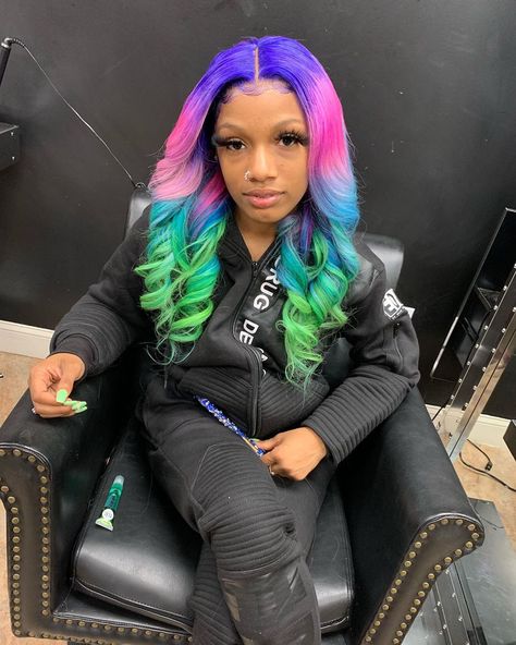 Famous Ocean, Ocean Outfits, Ocean Hair, Famous Moms, Instagram Famous, Dyed Natural Hair, Black Kids Hairstyles, Colorful Hair, Front Lace Wigs Human Hair