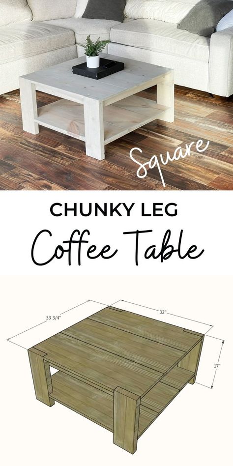 4x4 Coffee Table, Diy Square Wood Coffee Table, Diy Small Coffee Table, How To Make A Coffee Table, Chunky Leg Coffee Table, Square Coffee Table Modern Farmhouse, Diy Square Coffee Table, Diy Wood Coffee Table, Square Coffee Table