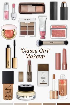 Classy Makeup Products, Nice Makeup Products, High End Makeup Must Haves, Old Money Makeup Products, Aesthetic Makeup Packaging, Luxury Makeup Aesthetic, Drugstore Makeup Must Haves, High End Makeup Products, Inspo Vision Board