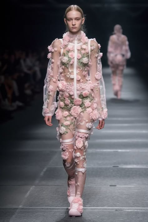 Follow us for your daily dose of inspiration. A.i. generated fashion. #futurefashionoracle #fashion #ai #aifashion #crochet Flower Runway, Floral Runway, Howl Movie, Alt Makeup, Fairytale Fashion, Twinkling Stars, Runway Dresses, Floral Fashion, Future Fashion