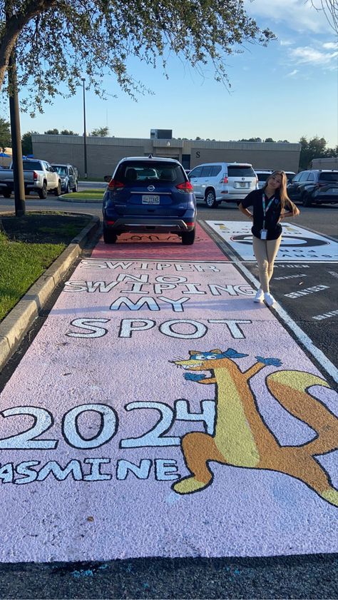 2025 Parking Spot, Cars Senior Parking Spot, Mexican Senior Parking Spot, Senior Parking Spot Album Cover, Fun Parking Spot Ideas, Drake Senior Parking Spot, Cute Parking Spot Paintings Senior, Senior Parking Painting, Gilmore Girls Senior Parking Spot