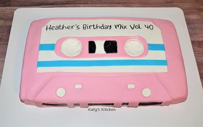 Katy's Kitchen: 80s Cassette Tape Cake Cassette Tape Cake, 80s Cassette, 80s Birthday Parties, Pastel Cupcakes, 50th Cake, 80s Theme Party, Cedar Rapids Iowa, 80s Theme, 40th Birthday Cakes