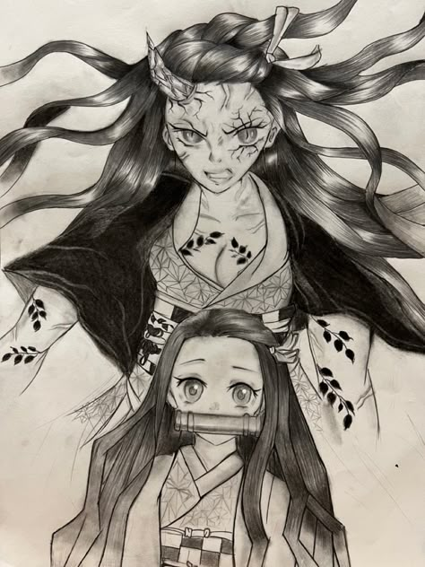 Nezuko Demon Form Sketch, Nezuko Art Sketch, Nezuko Drawing Sketch, Nezuko Sketch, Drawing Nezuko, Nezuko Drawing, Drawing Instructions, Drawing Books, Anime Drawing Books