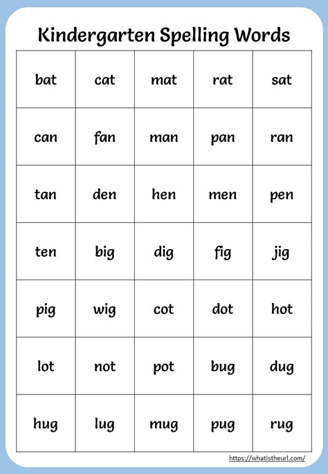 Kindergarten Spelling Words Spelling Word Activities Kindergarten, Spelling Test Kindergarten, Kindergarten Weekly Spelling Words List, Spelling For Preschoolers, Spelling Words Kindergarten, Preschool Spelling Words, Kindergarten Words List, Spelling Words For Kindergarten, Kindergarten Spelling Words List