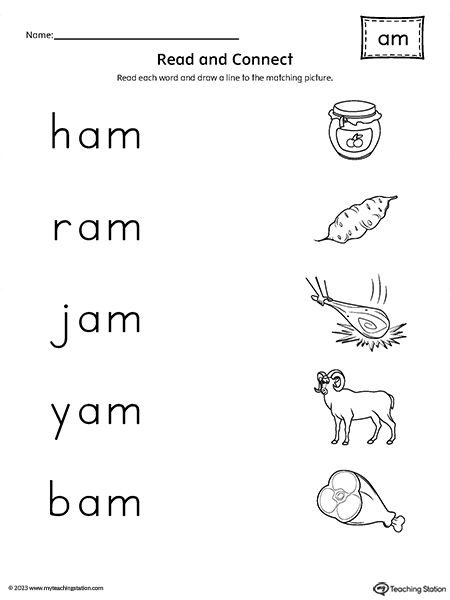 Am Word Family Worksheet, Am Family Words Worksheet, Am Word Family, Am Words, An Word Family, Cvc Reading, Grade R Worksheets, Petal Template, Word Family Reading