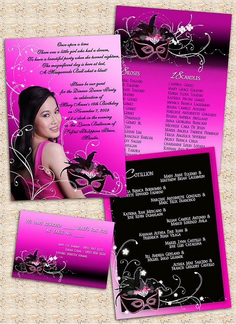 masquerade themed 18th birthday party 18th Birthday Invitation Ideas, 18th Birthday Invitation Card, Debut Invitation 18th, Mascara Party, Birthday Invitation Sample, Invitation Card Sample, 18th Birthday Invitation, Debut Program, Masquerade Invitations