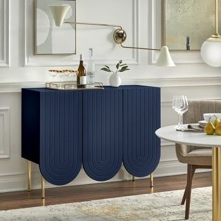 angelo:HOME Minka Mid-Century Scalloped Front Cabinet - On Sale - Bed Bath & Beyond - 36722513 Foyer Room, Modern Sideboard Buffet, Mid Century Modern Sideboard, Blue Sideboards, Glam Design, Cabinet Designs, Wall Interior, Wide Sideboard, Mid Century Sideboard