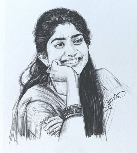 Saipallavi Drawing, Sai Pallavi Sketch, Sai Pallavi Portrait, Pencil Shaded Drawings, Actress Sketch Pencil Drawings, Sai Pallavi Drawing, Ram Sketch, Actress Sketch, Portraits Reference