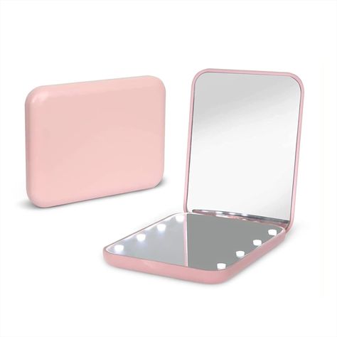 Kintion Pocket Mirror, 1X/3X Magnification LED Compact Travel Makeup Mirror with Light for Purse, 2-Sided, Portable, Folding, Handheld, Small Lighted Mirror for Gift, Pink Travel Makeup Mirror, Portable Mirror, Travel Mirror, Mirror With Led Lights, Pocket Handbag, Pink Mirror, Magnifying Mirror, Makeup Mirror With Lights, Makeup Mirrors