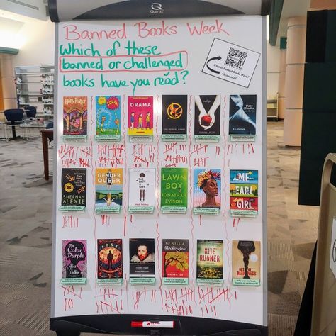 Interactive Book Display, Banned Book Bulletin Boards, Banned Book Week Activities, Ya Library Displays, Banned Book Week Display, Banned Books Week Activities, Banned Book Display, Banned Books Display, Banned Books Week Display