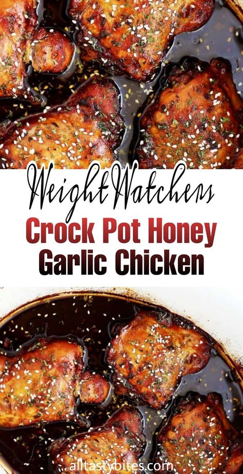 Crock Pot Honey Garlic Chicken || #weightwatchers #weightwatchersmeals #smartpoints Honey Garlic Chicken Crock Pot, Crock Pot Honey Garlic Chicken, Garlic Chicken Crockpot, Chicken Crock Pot, Pot Recipes Healthy, Weight Watchers Chicken, Keto Crockpot Recipes, Pot Recipes Easy, Chicken Crockpot