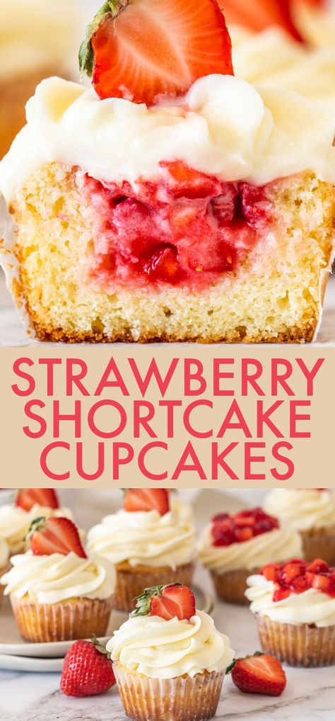 Strawberry Shortcake Cupcakes With Cake Mix Boxes, Shortcake Cupcakes, Strawberry Shortcake Muffin Recipe, Strawberry Crumb Cupcakes, Cupcakes With Strawberries, Easy Strawberry Shortcake Cupcakes, Strawberry Desserts Cupcakes, Strawberry Shortcake Frosting, Recipe For Strawberry Shortcake